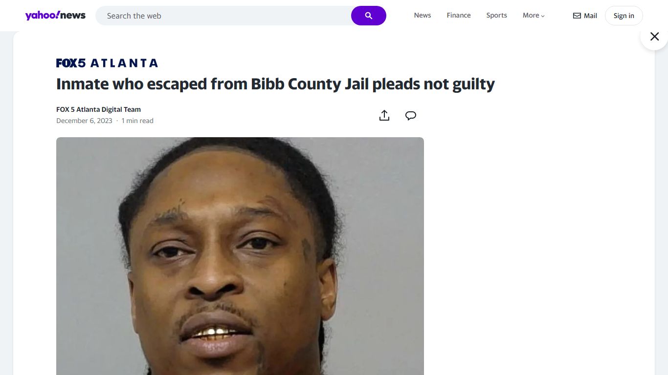 Inmate who escaped from Bibb County Jail pleads not guilty - Yahoo News